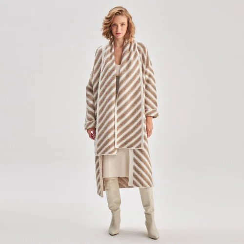 Papu knit outlet stripe long cardigan