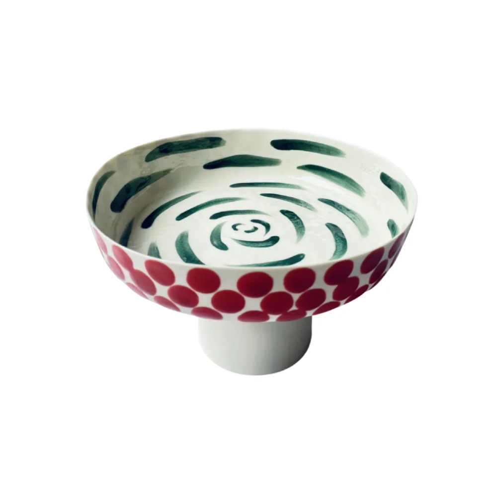 Kaase Atelier - Dots & Stripes Dubleks U Form Porselen Kase