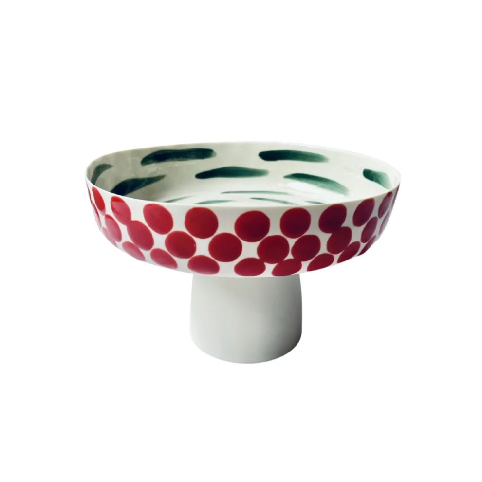 Kaase Atelier - Dots & Stripes Dubleks U Form Porselen Kase