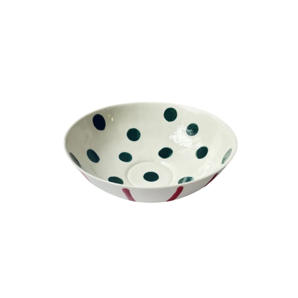 Kaase Atelier - Dots & Stripes U Form Christmas Özel Porselen Kase