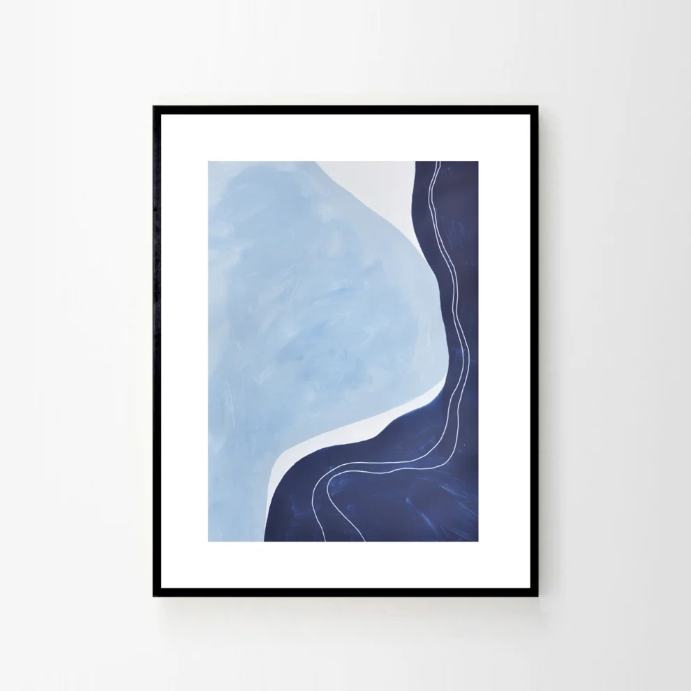 Kle Studio - Blue Waters No.1 Kağıt Üzeri Akrilik El Yapımı Resim