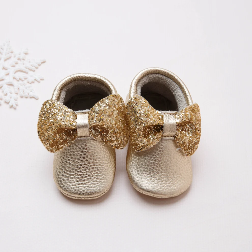 Krea The Label - Sequined Leather Baby Booties