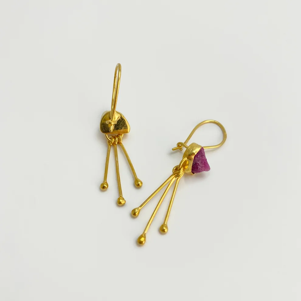 No 925 - Raw Ruby Of Mars Earrings