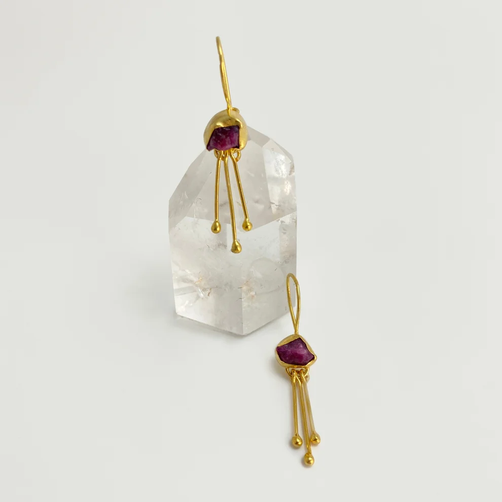 No 925 - Raw Ruby Of Mars Earrings