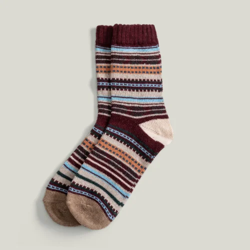 AnOther Goods - Another Kışlık Desenli Yün Çorap -ıv