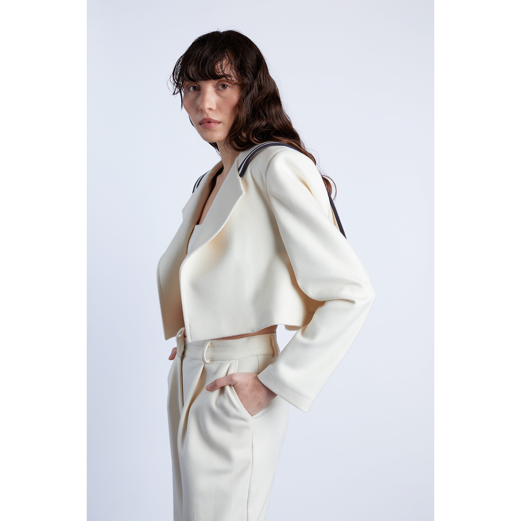 ジャケット LENINA ISLA jacket vest skirt SET_light beige ISLA Classic Tweed Jacket - Light Beige – Lenina US