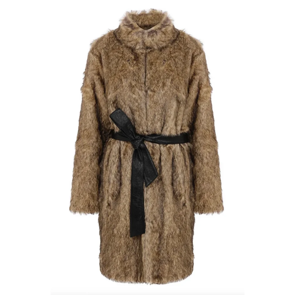 H and m brown hotsell fur coat