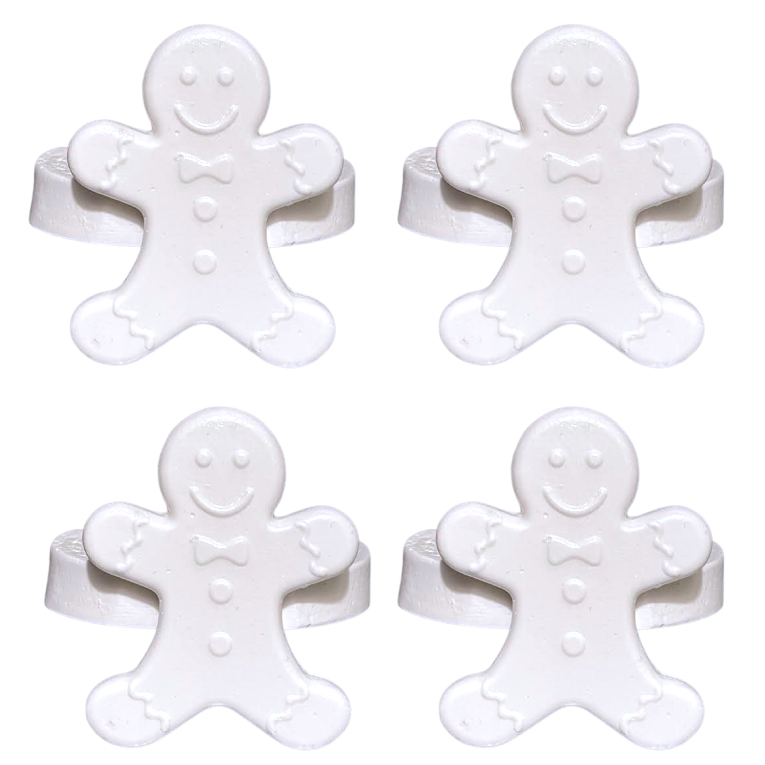 Ginger Set Of 4 Cookie Man Shaped Christmas Themed Concrete Napkin Rings