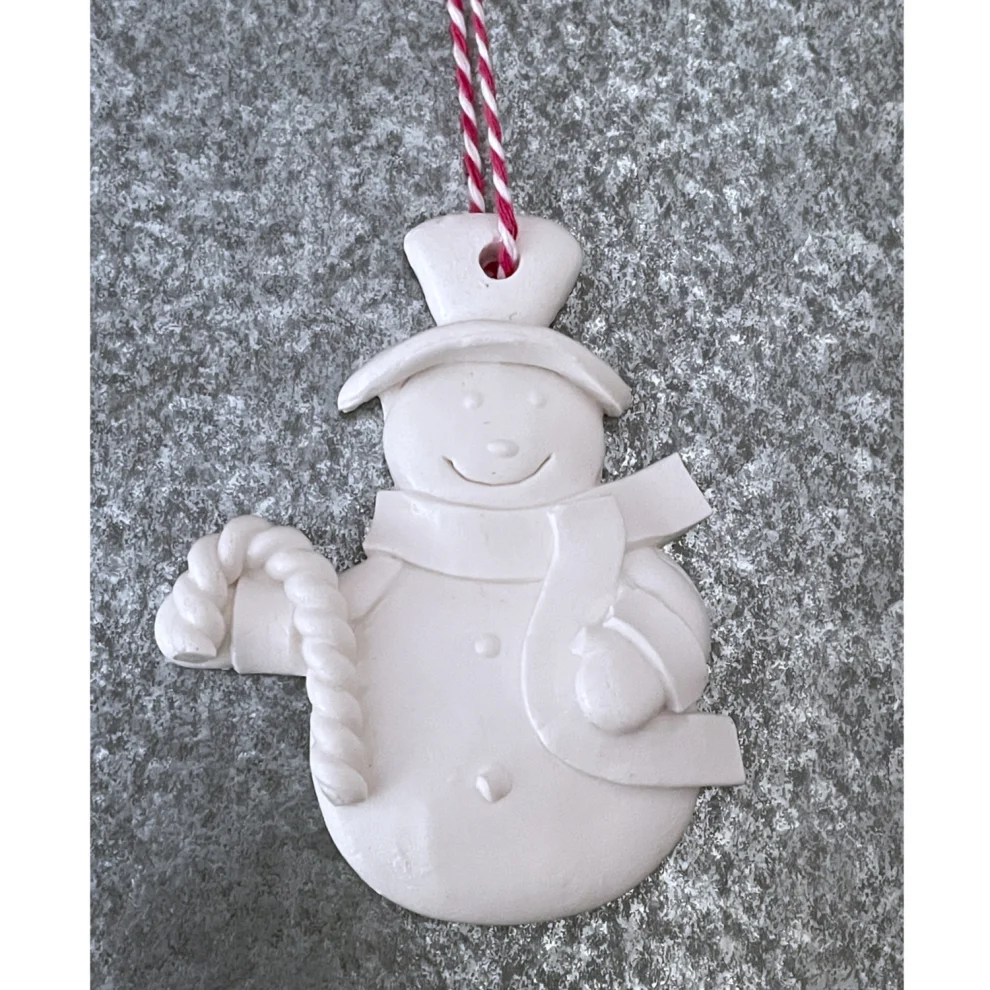 Candu Things - Snowman Concrete Christmas Tree Ornament "set Of 8"