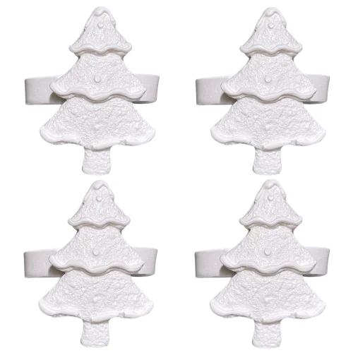 Candu Things - Set Of 4 Christmas Tree Shaped Concrete Napkin Rings