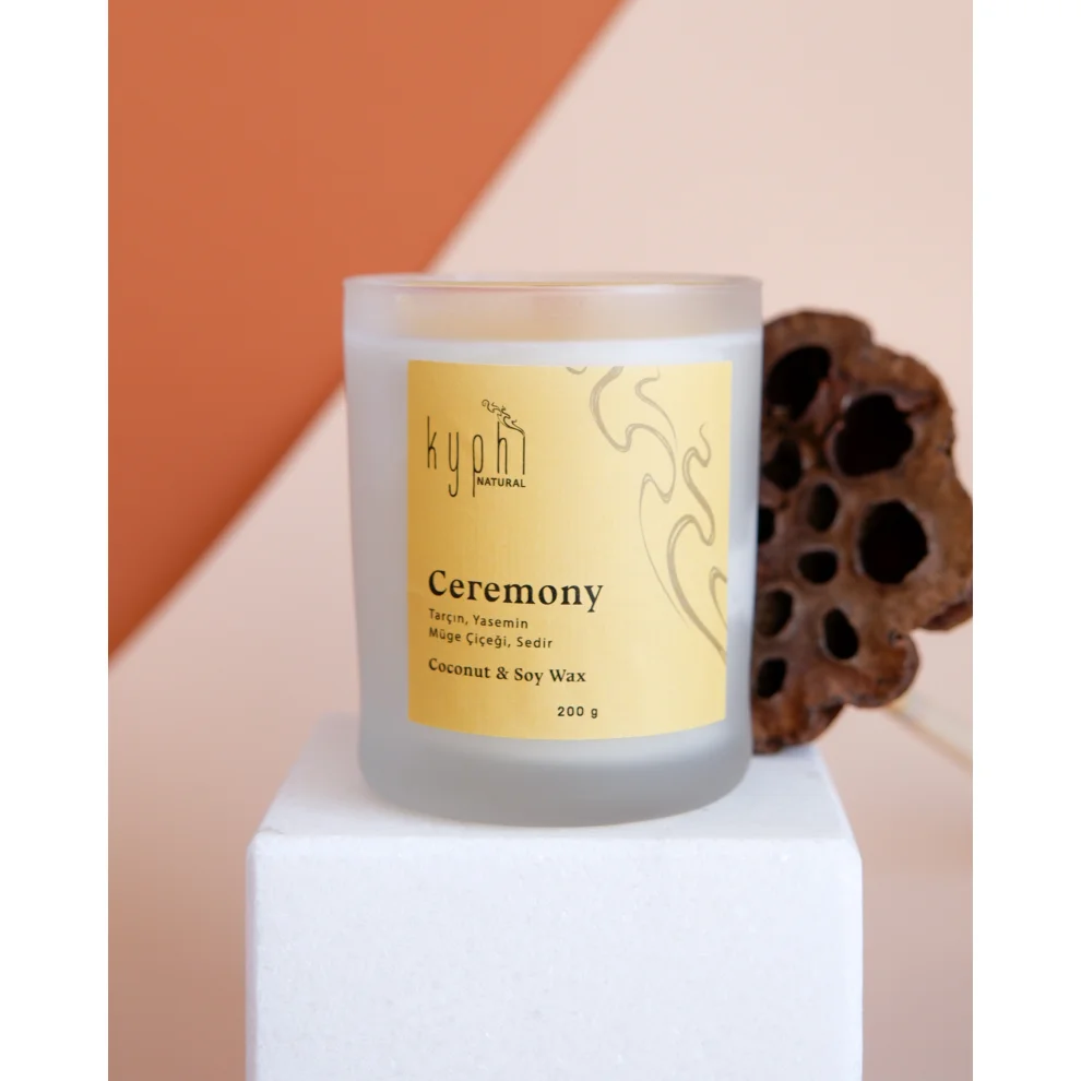 Kyphi Natural - Ceremony Candle Hindistan Cevizi Ve Soya Wax Mumahşap Fitil