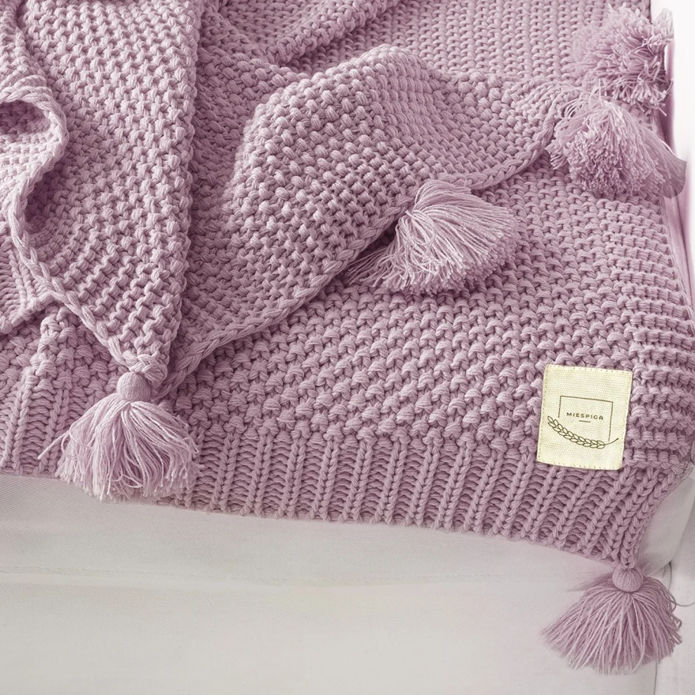 Miespiga - Coco Rice Knitted Pompom Knitwear Blanket Knitting