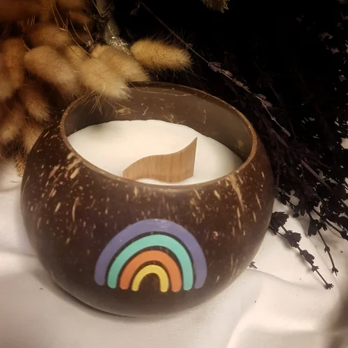 Ebru Sayer Art & Design - Coconut Bowl Soy & Coconut Wax-rainbow