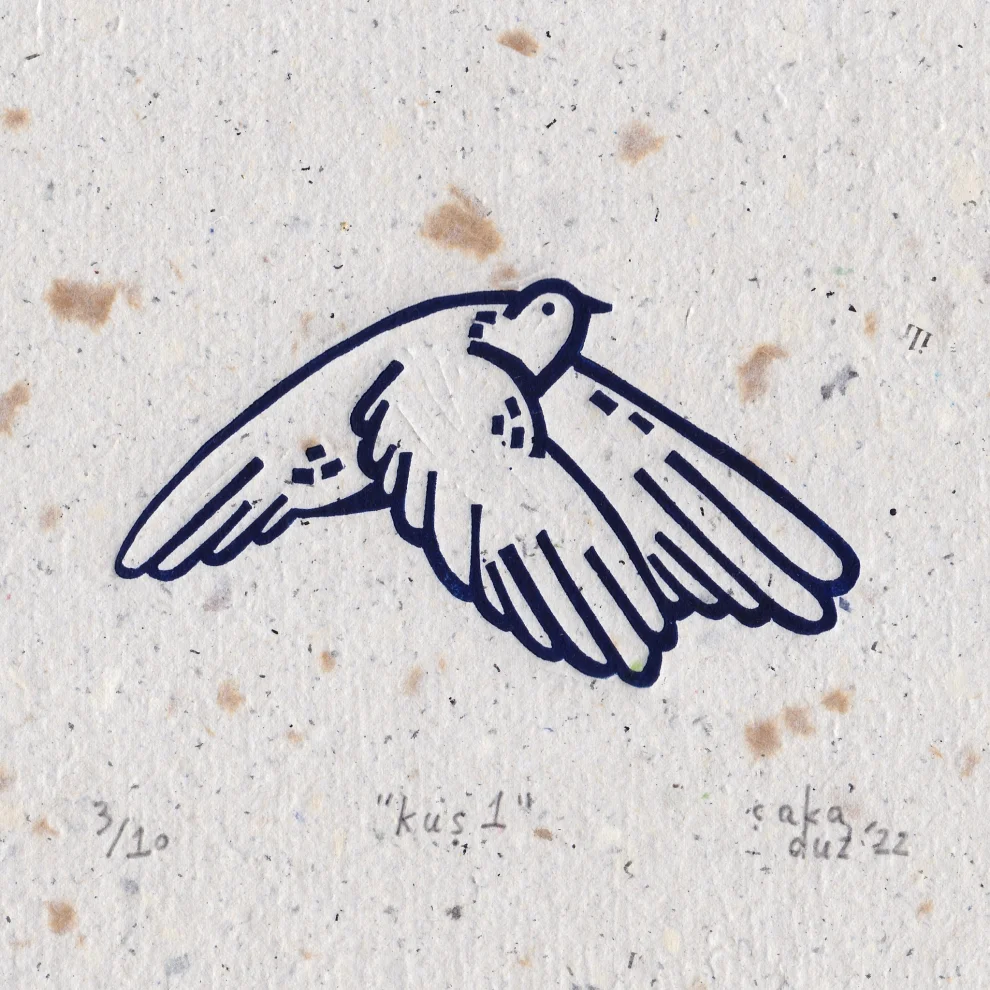 Çaçiçakaduz - Kuş 1 Lino Print
