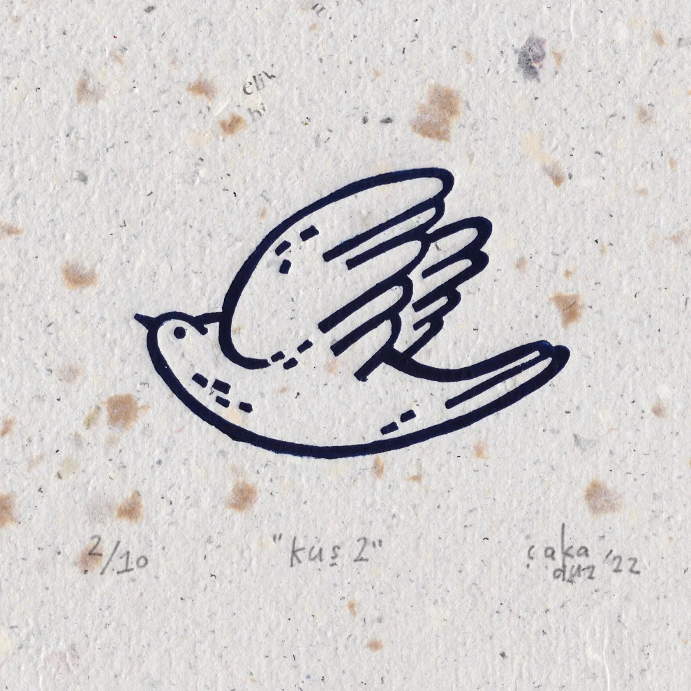 Çaçiçakaduz - Kuş 2 Lino Print