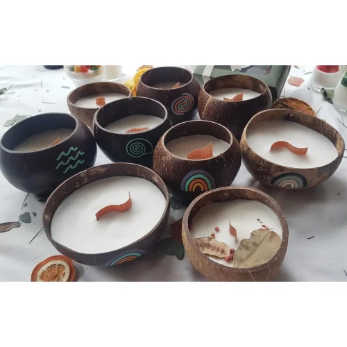 Ebru Sayer Art & Design - Coconut Bowl Soy & Coconut Wax-with Ocean Scent