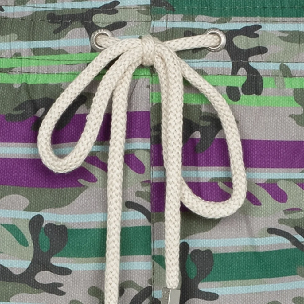 Shikoo Swimwear - Colorful Camouflage Patterned Lace-up Short Swimsuit