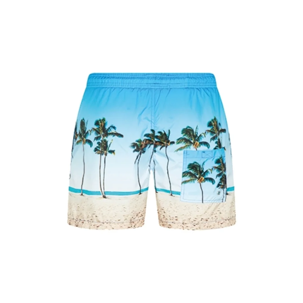 Shikoo Swimwear - Palm Pattern Lace-up Short Swimsuit