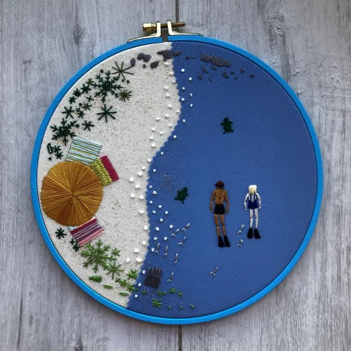 Granny's Hoop - Swimming Embroidery Hoop Art