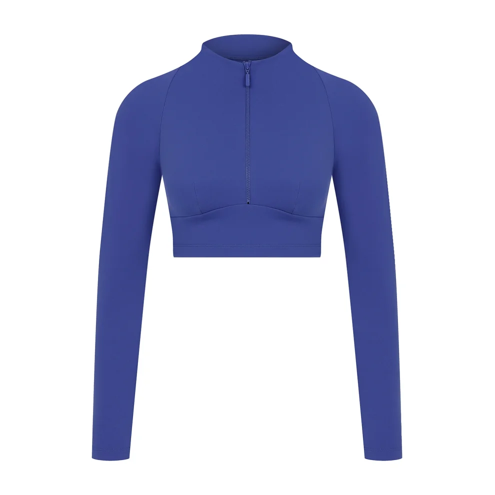 Saude İstanbul - Buano Long Sleeve Zipper Sports Bra Koyu Mavi XS