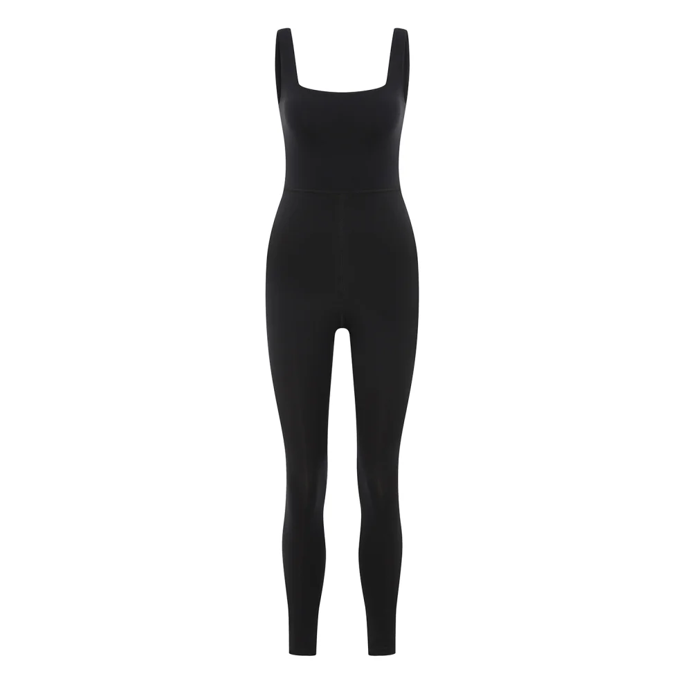 Square neck jumpsuit store black