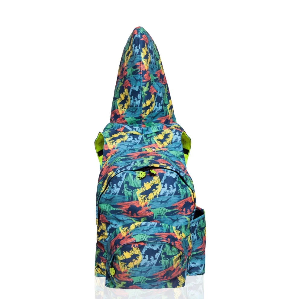 Morikukko - Dino Back Too School Hooded Backpack