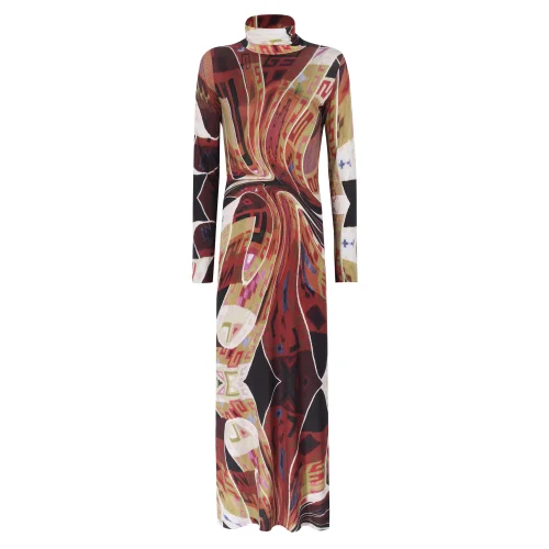 Bashaques - Sulca Desen Likralı Boğazlı Elbise