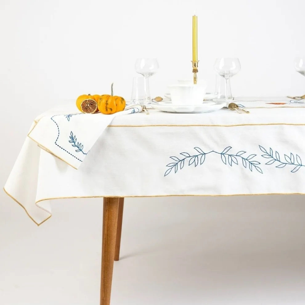 Well Studio Store - Bodrum Collection Leaf Linen Tablecloth