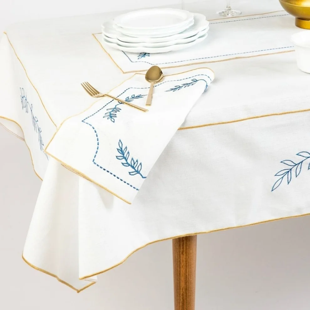 Well Studio Store - Bodrum Collection Leaf Linen Tablecloth