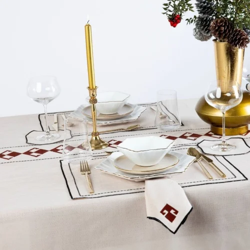 Well Studio Store - Linen Placemat Service With Motifs In The Wellmade Collection Handel