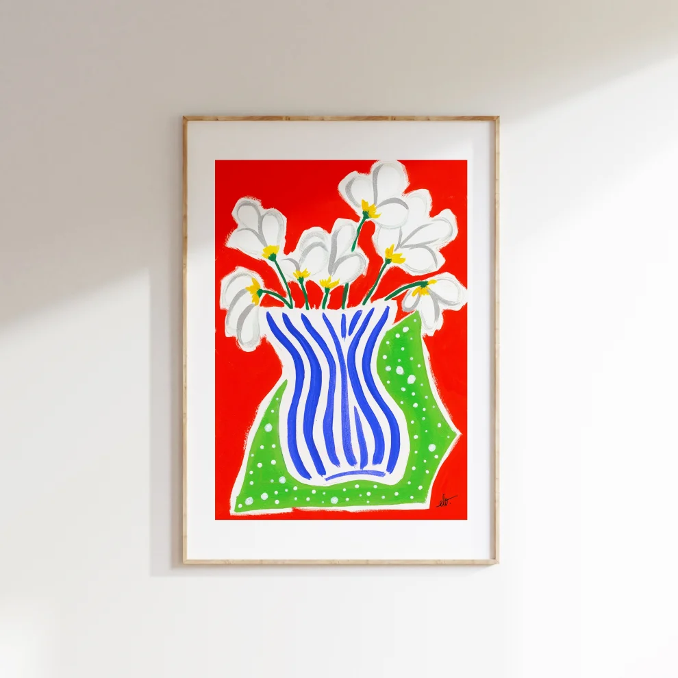 Elif Işık Töreci - Beyaz Çiçekler - Orijinal Resim