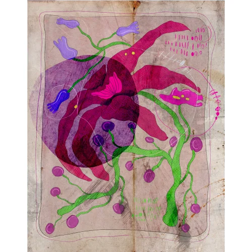 Ruk Illustration - Violet Fine Art Digital Print Illustration