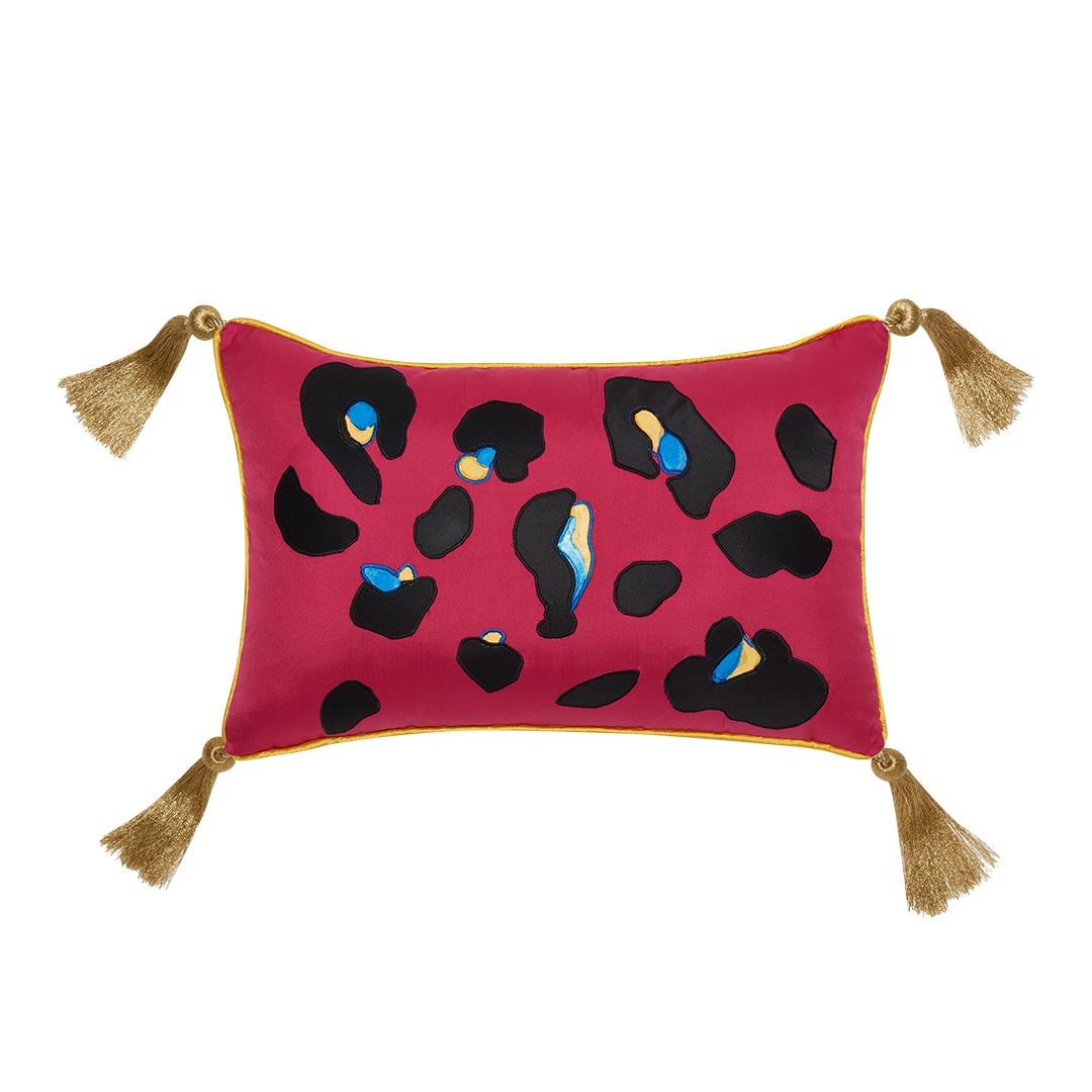 Leopard Hand Painted Silk Cushion