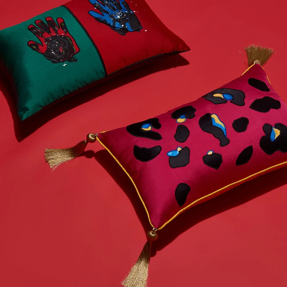 Alpaq Studio - Leopard Hand Painted Silk Cushion