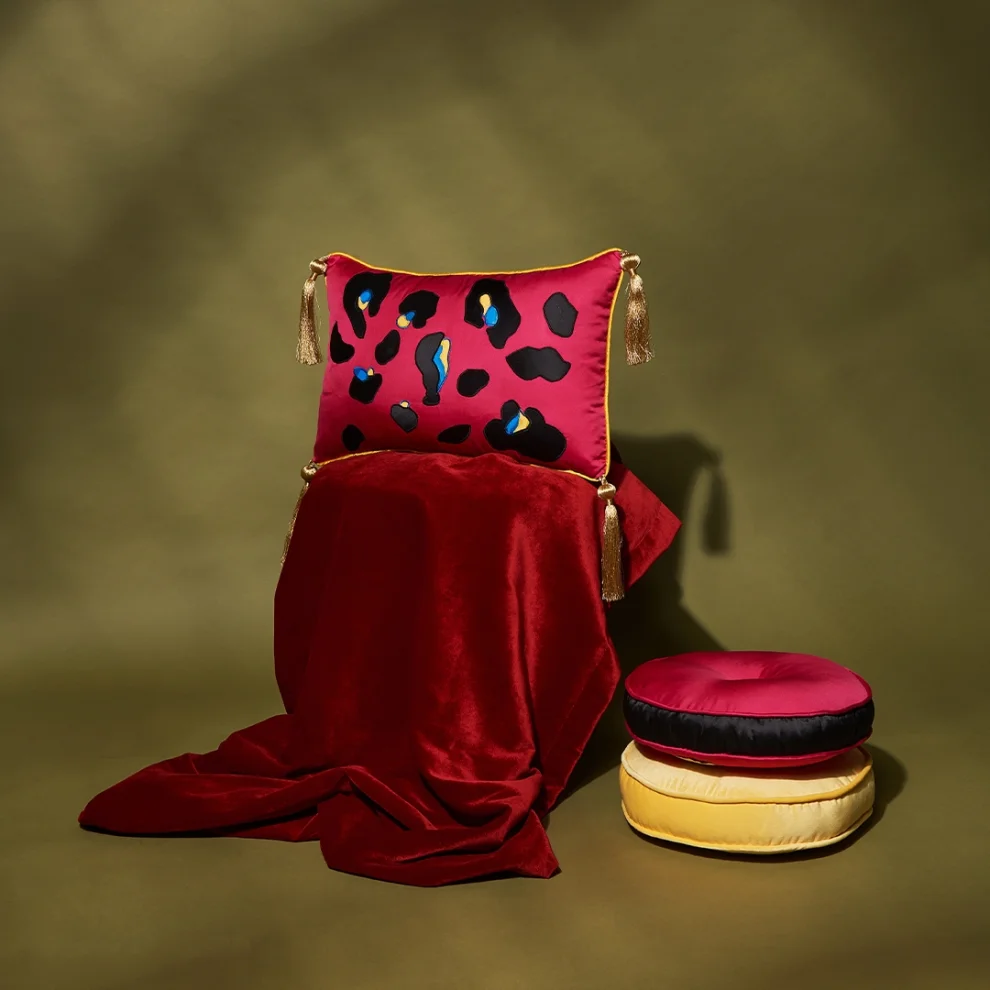 Alpaq Studio - Leopard Hand Painted Silk Cushion