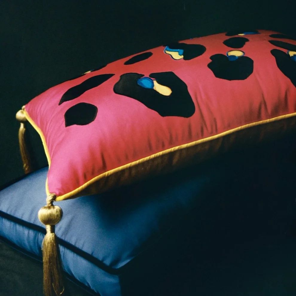 Alpaq Studio - Leopard Hand Painted Silk Cushion