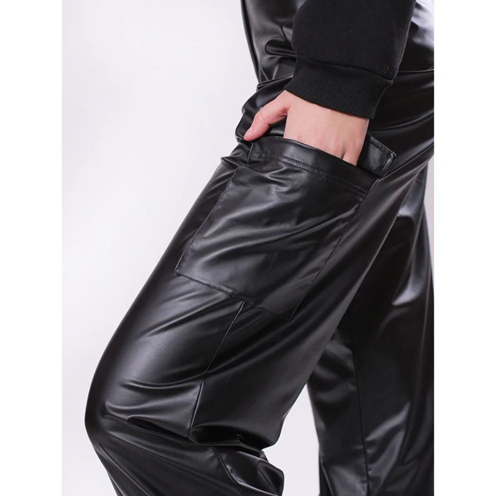 Mezz - Leather Trousers With Cargo Pockets