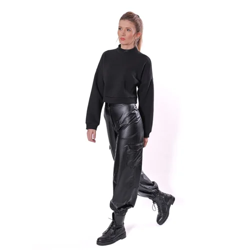 Mezz - Leather Trousers With Cargo Pockets