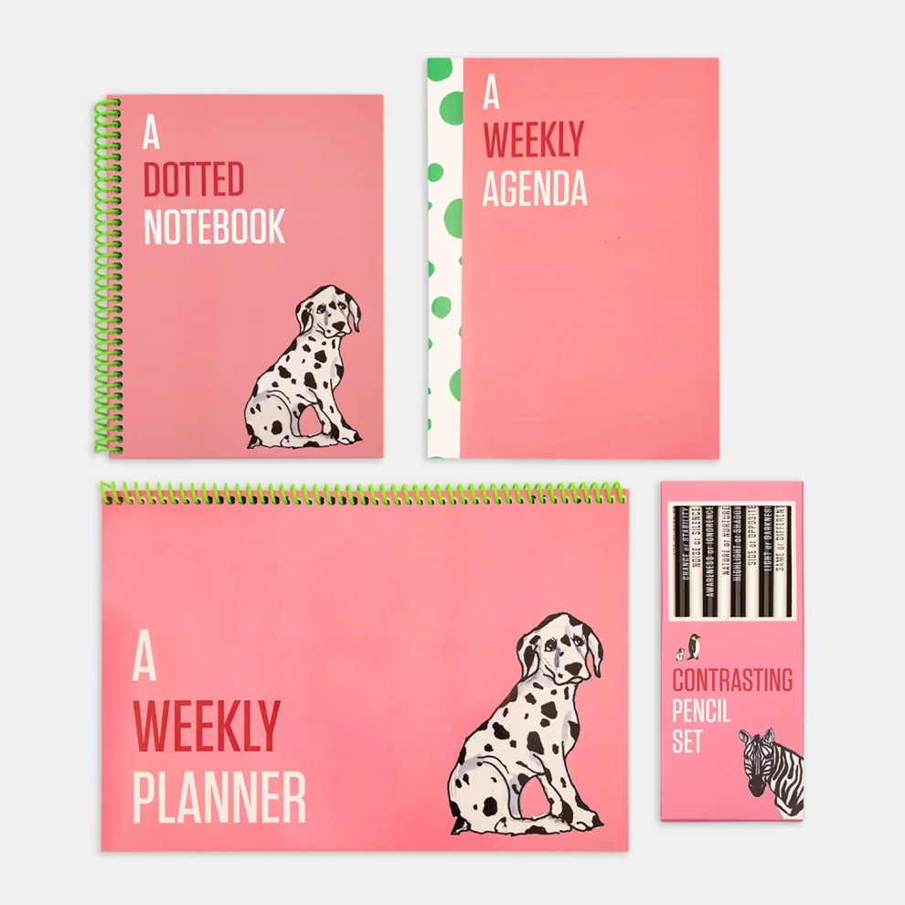 PK Design - Contrasting 4lü Set Paketi Defter - Kalem