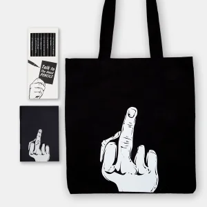 Talk To The Hand Notebook Pencil Bag Bundle: Middle Finger