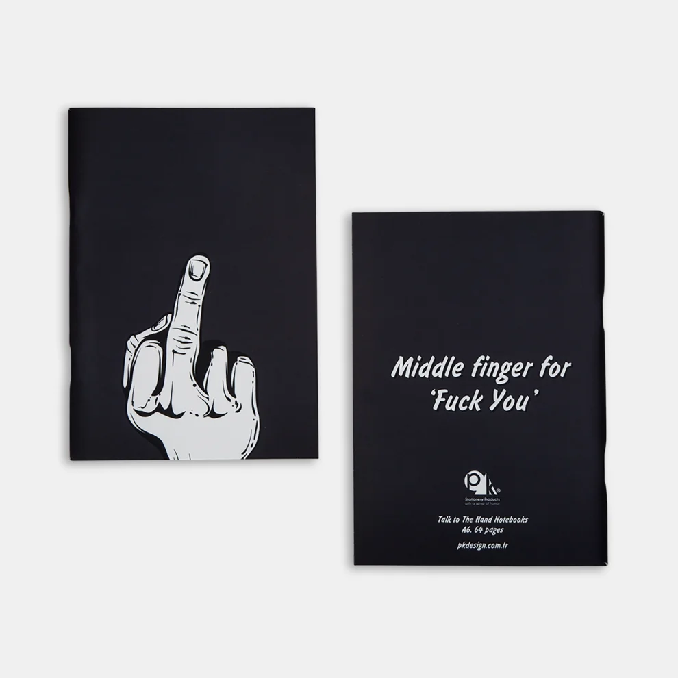 PK Design - Talk To The Hand Notebook Pencil Bag Bundle: Middle Finger