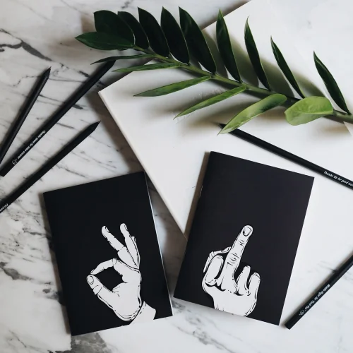 PK Design - Talk To The Hand Notebook Pencil Bag Bundle: Middle Finger