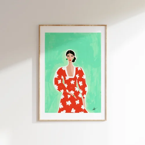 Elif Işık Töreci - Red Dress - Print