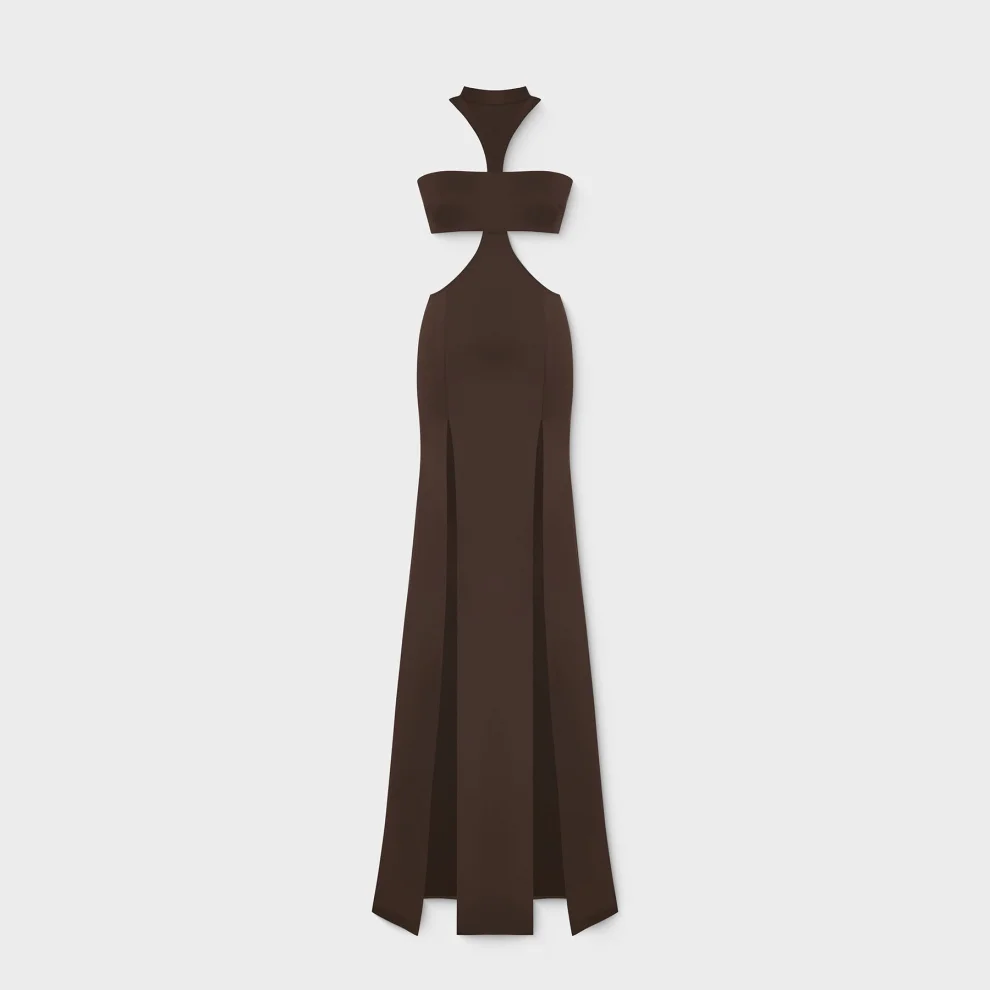 Esotte - Iris Çift Yırtmaç Bacak Dekolteli İki Parçalı Tasarım Abiye Elbise