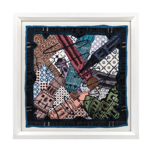 Un Poco - Colesseum Italy Framed Silk Scarf