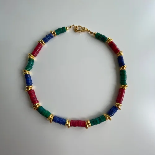 Ayn & By EbruKetenci - Colorful Mother-of-pearl Necklace With Gold Detail - Ill