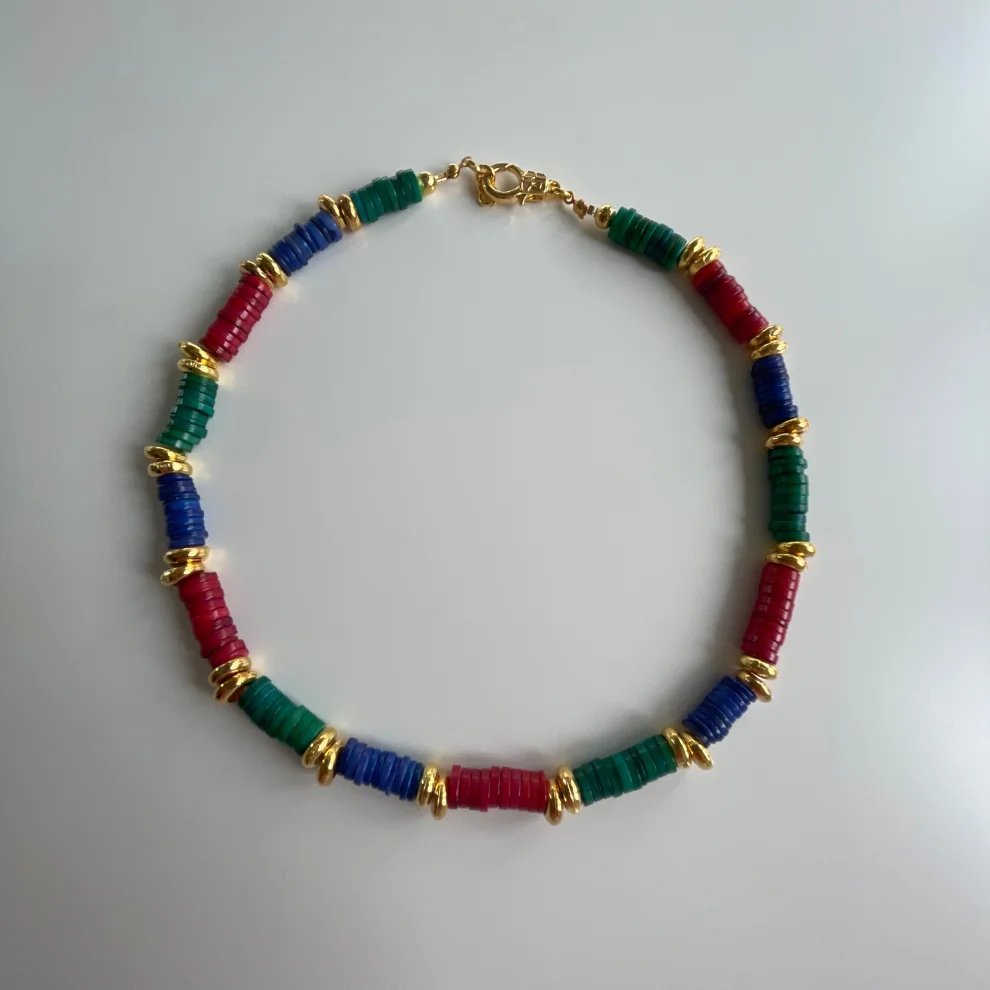  Byebruketenci - Colorful Mother-of-pearl Necklace With Gold Detail - Ill