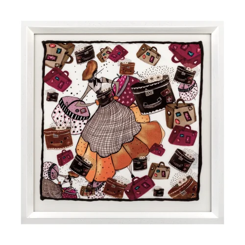Un Poco - French Vintage Bags Framed Silk Scarf