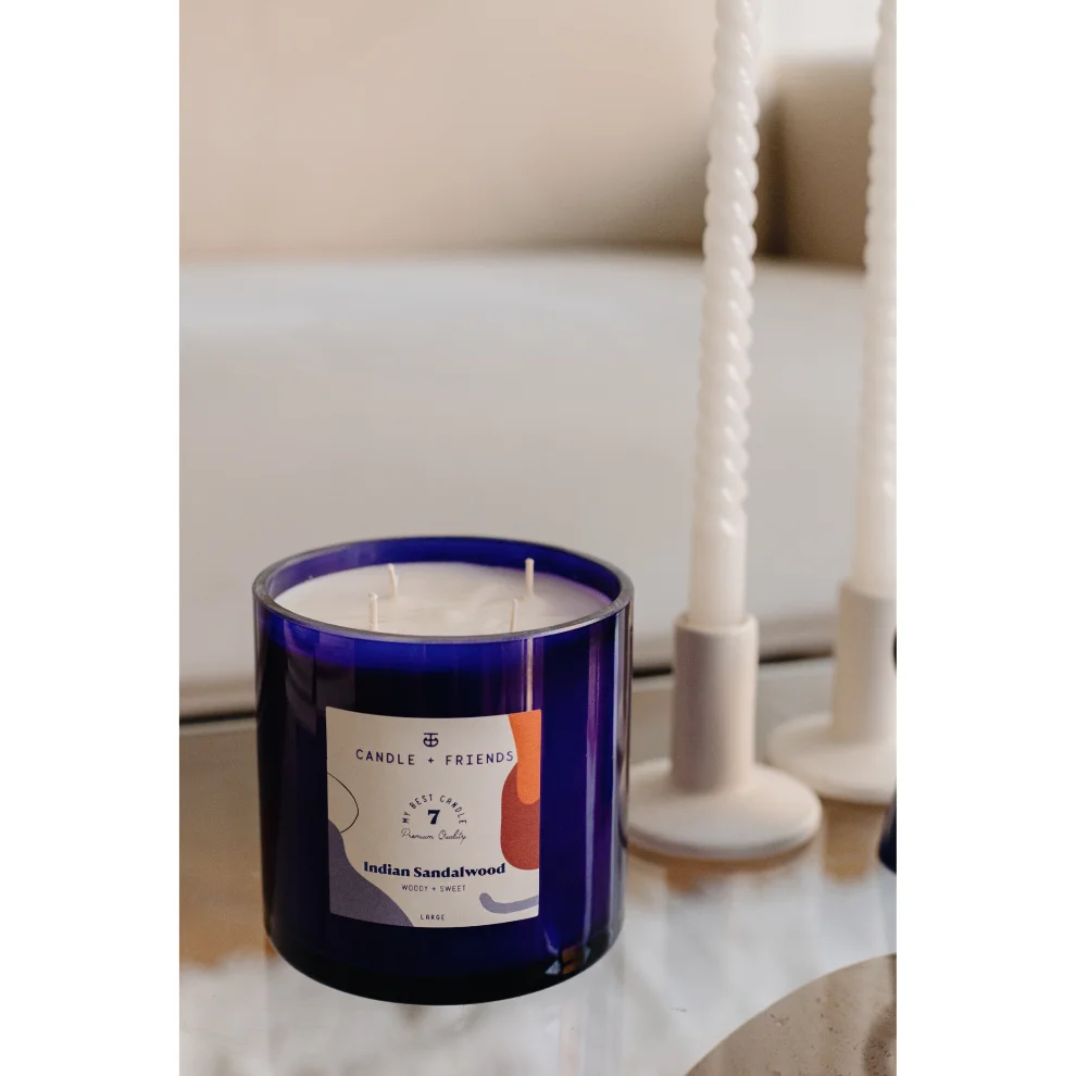 Candle and Friends - No.7 Indian Sandalwood  Special Edition Dört Fitilli Cam Mum