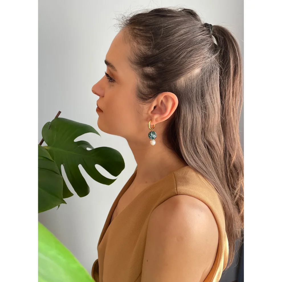 Pierre Violette - St. Canadian Jade Stone Pearl Earring